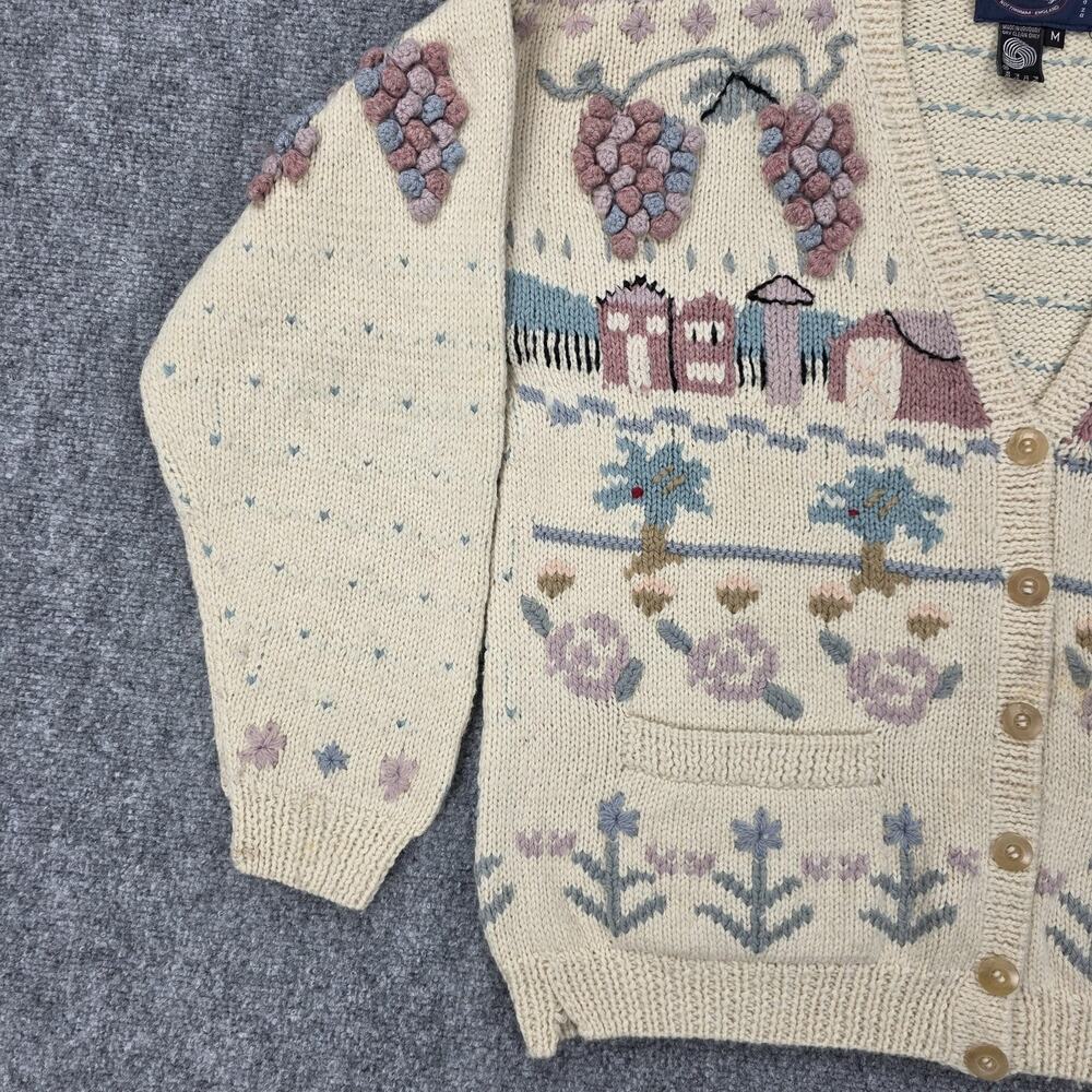 Allen Solly Cardigan Womens Medium Cottagecore Knit Scenic Grapes Floral Grandma - Picture 8 of 16